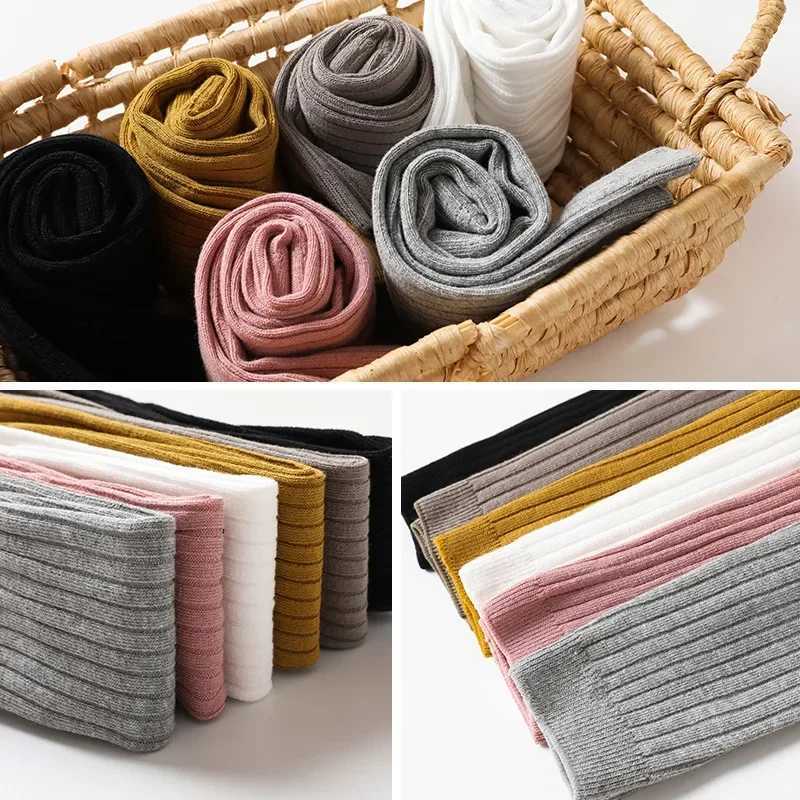 Spring Autumn Baby Pants Girls Leggings Pantyhose Cotton Ribbed Pants Kids Children School Uniform Leggings Tights for Girl Boys Y240906