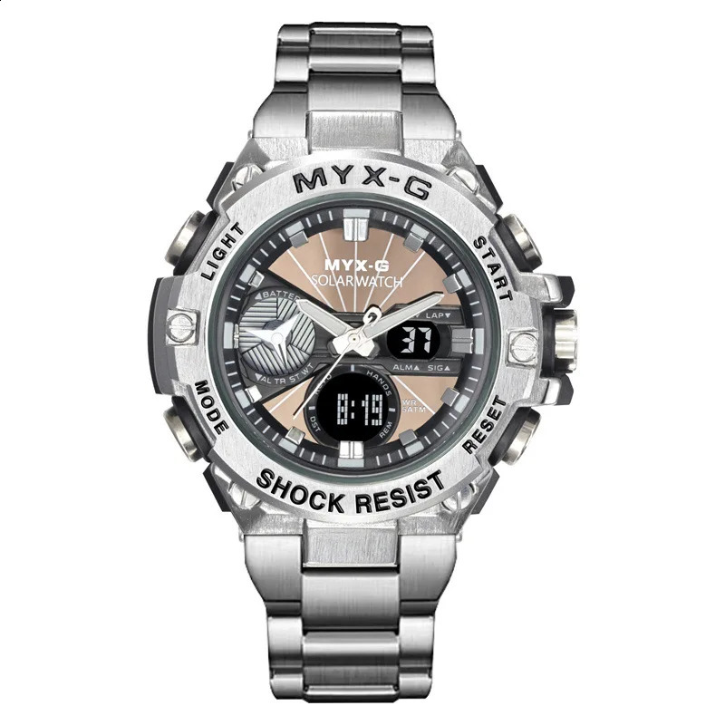 Solar Energy Watches For Men Endurance Light Kinetic Timer Alarm Clock Rotating Windmill All Steel Watch Reloj Hombre 240716