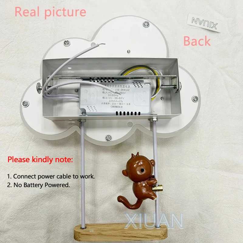 Monkey Light Cartoon Animal Wall Light Baiyun View Nursery Room Night Light Childrens Bedroom Light Eye Protection W240816