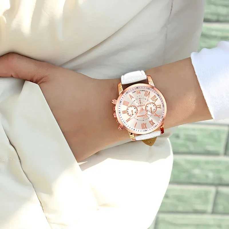 Reloj Mujer 2023 Womens Watch Womens White Leather Quartz Watch Womens Business Leisure Watch W240902