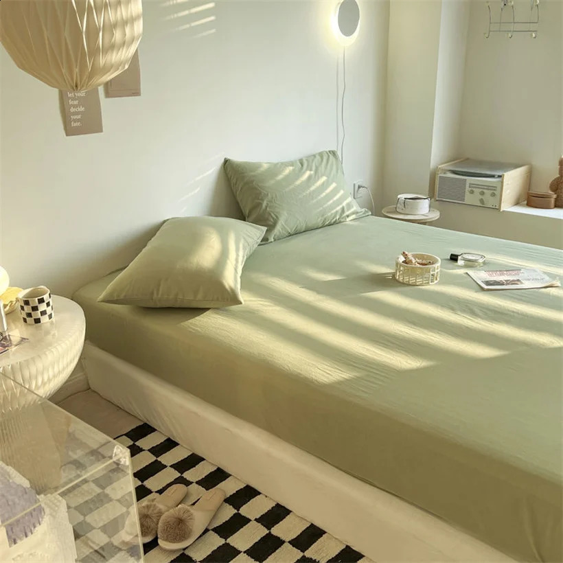 Sheet Cotton mattress cover with elastic rubber band soft and comfortable suitable for bedding fashionable solid color adjustable 240903