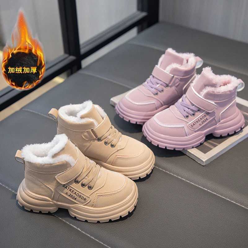 Mid Top Children Biker Boots Kids Trendy All-match Warm Casual Shoes Girl Boy Tooling Boot Winter Wear-resistant Child Snow Boot M240906