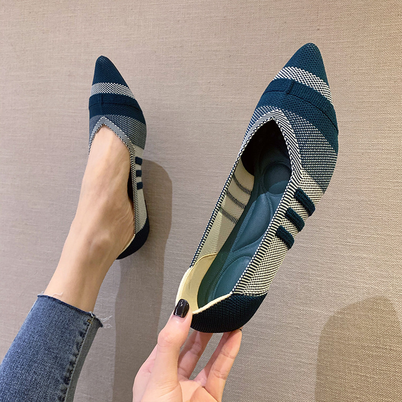 Casual Shoes flat shoes fashion leisure Women's flat shoes pointed knitting elastic comfortable boutique shoes