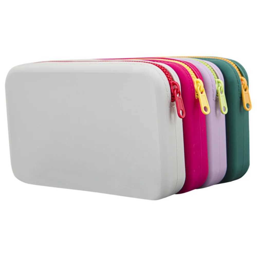 Zippered cosmetics storage bag silicone square storage bag large capacity makeup bag waterproof makeup brush holder W240905