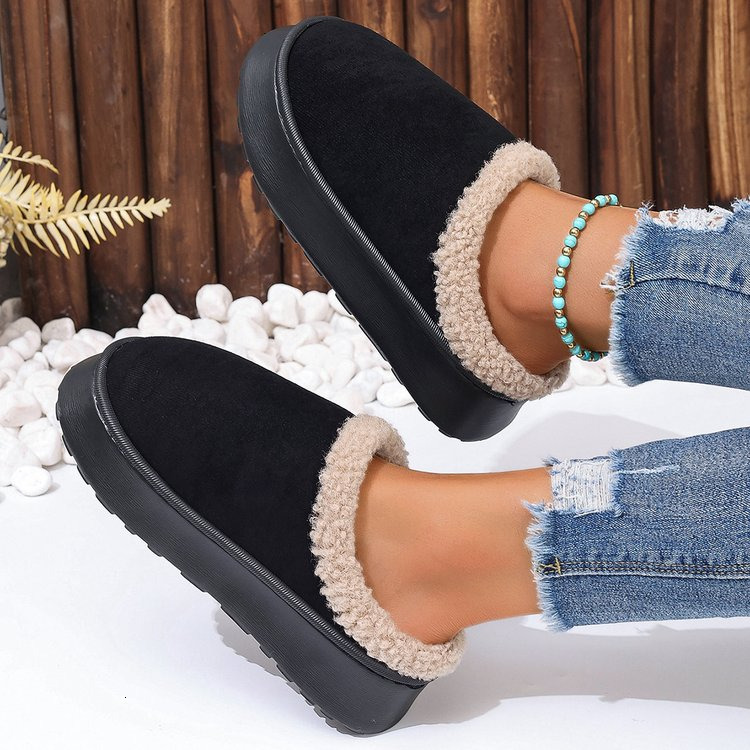 Pure wool thick soled snow boots female hair winter thickened cotton shoes warm new suede bag shoes
