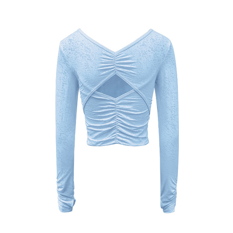 Yoga outfit women's new slim, lightweight, hollow out back sports t-shirt outdoor running fiess long sleeved hooded top