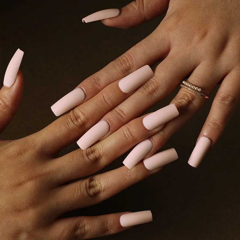 Almond black matte fake nails can be worn and pressed solid color fake nails suitable for DIY handmade daily party use by women and girls W240905