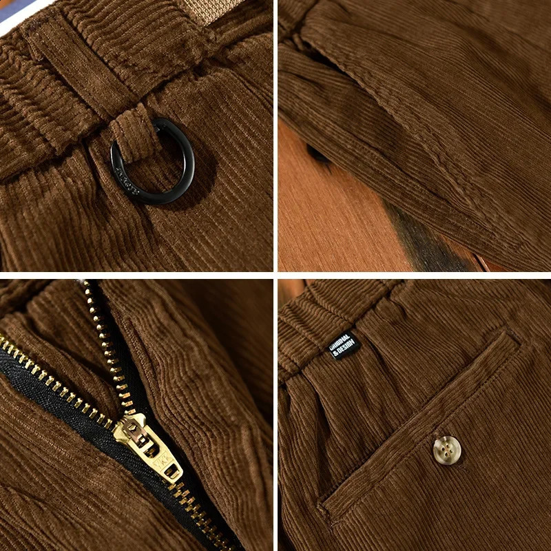 Autumn 100% cotton Corduroy pants mens clothing casual goods zipper jogging Trouser AC02 240905