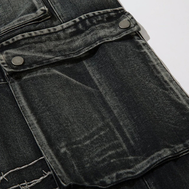 PFNW American Style Embroidery Jeans Mens High Street Cargo Pants Loose Wide Leg Denim Trousers Autumn Chic Trendy 28W4043 240903