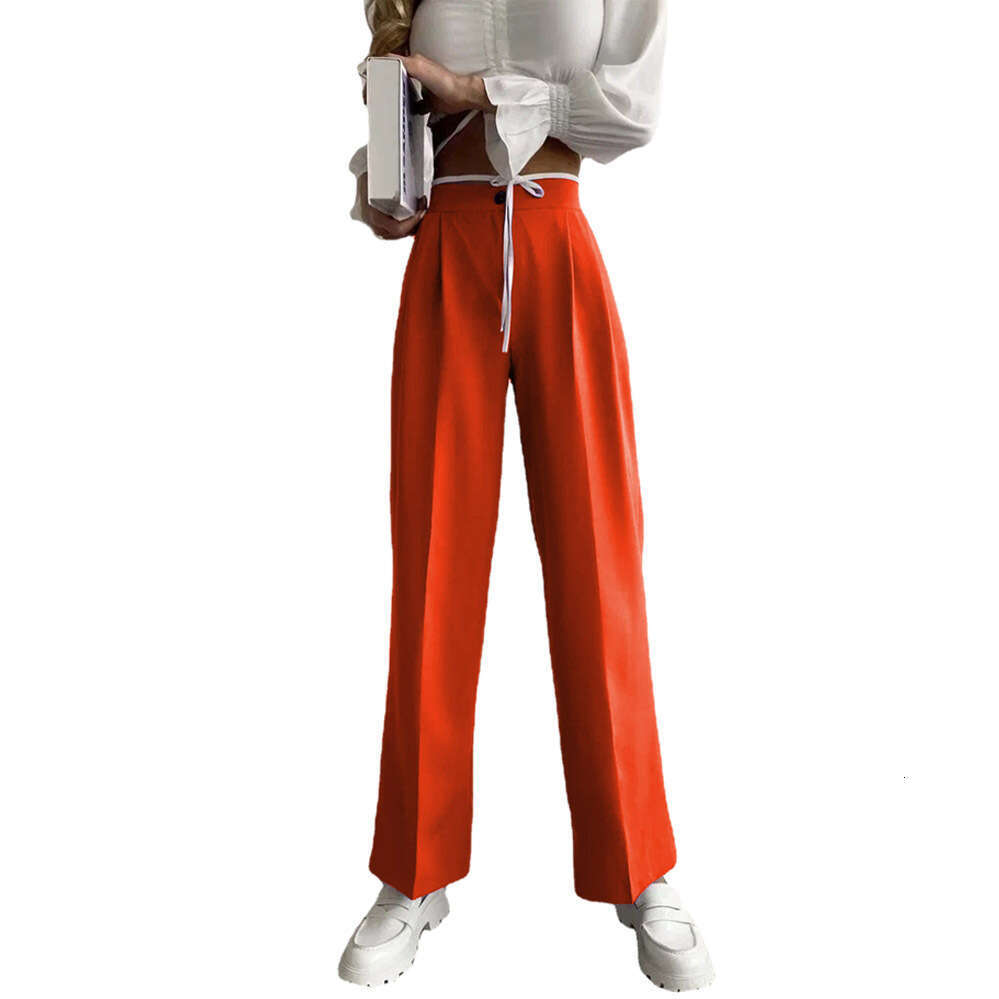 2024 Summer Women's New Solid Color Suit Elastic Waist Casual Pants