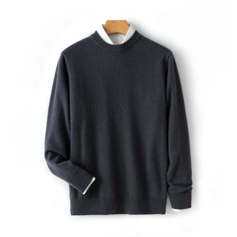 14 Colors Optional High-End Mens 35% Cashmere Sweater Soft and Comfortable Knitted Bottoming Shirt round Neck Pullover Lining Y240906