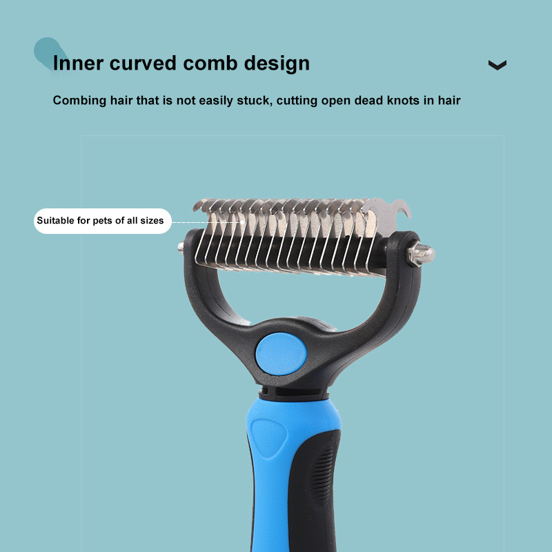 Pet supplies Stainless steel double-sided knot rake comb cat and dog comb cleaning beauty hair removal comb knot comb durable and convenient suitable 