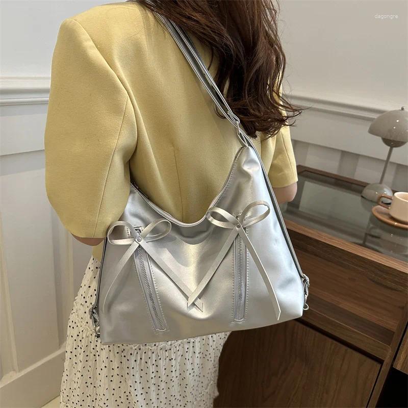 2025 NEW Drawstring 1pc Fashion Cute Small Bow Tie Design Crossbody Bags For Women Handbags PU Leather Shoulder Bag Backpac zhanyishengli