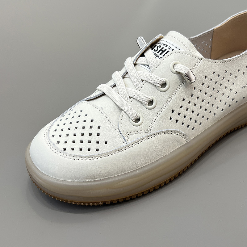 Cave shoes hollow flat sandals casual soft bottom non-slip breathable maternity shoes head cowhide small white shoes summer female