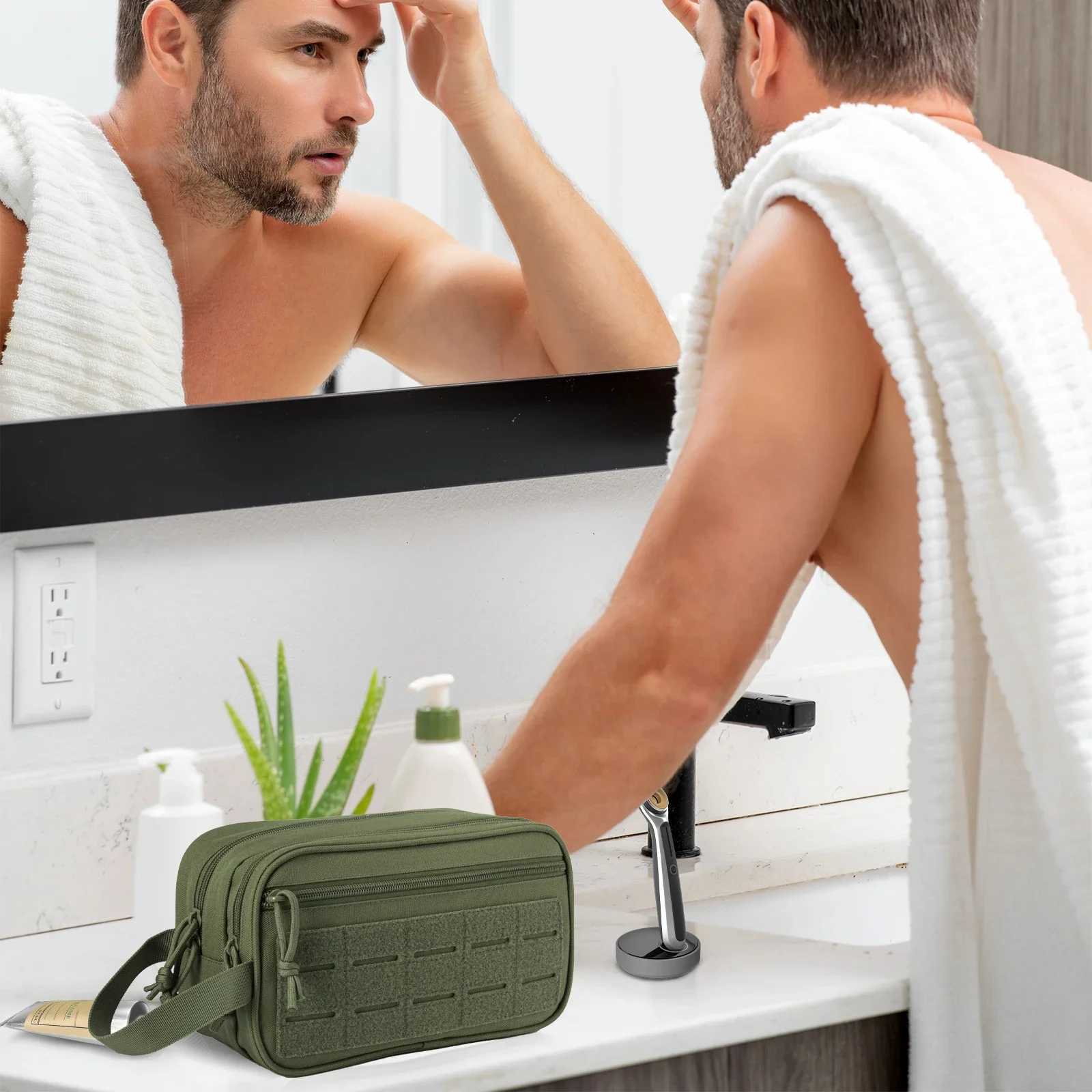 Mens sanitary bag travel shower bag waist backpack tool Molle bag small Dopp kit mens shaving kit W240905