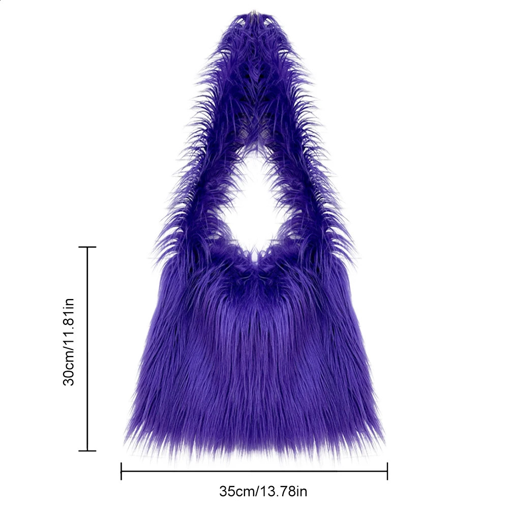 Artificial fur cross bag womens shoulder winter plush handbag fluffy messenger n travel shopping 240906