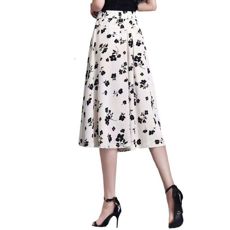 2024 Spring Elegant Style Women's Printed Polyester A-line Half Body Skirt