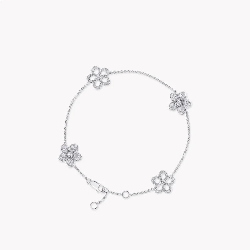 Floral Duet necklace female light niche double flower diamond pendant clavicle chain 240903