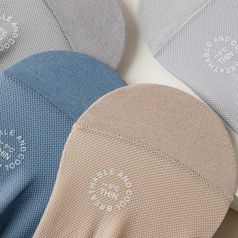 3Pairs Solid Cotton Bottom Breathable Mens Boat Socks Sweat-absorbing Thin Mesh Sock Low Cut Silicone Non-slip Invisible Sokken Y240906