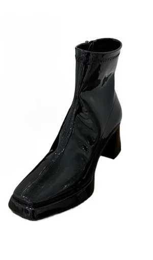 Designer Thick High Heels Womens Thin Ankle Boots Fashion Patent Leather Shoes Autumn Womens Elegant Short Boots CL240906