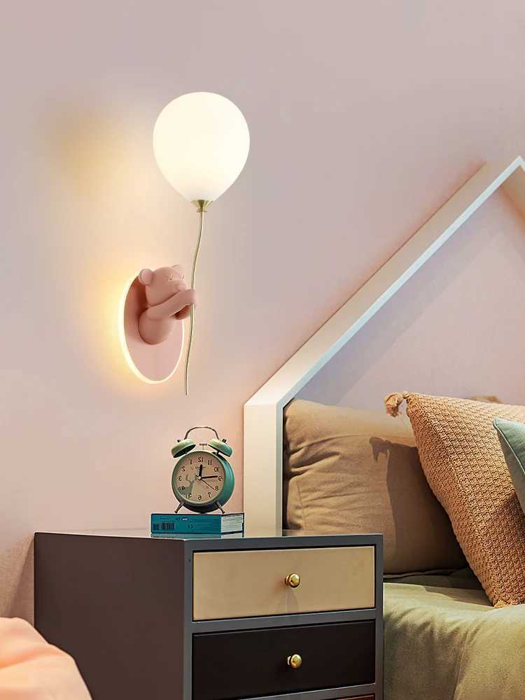 Creative and personalized cartoon childrens rooms bedrooms bedside wall lamps artistic bear atmospheric wall lamps W240816