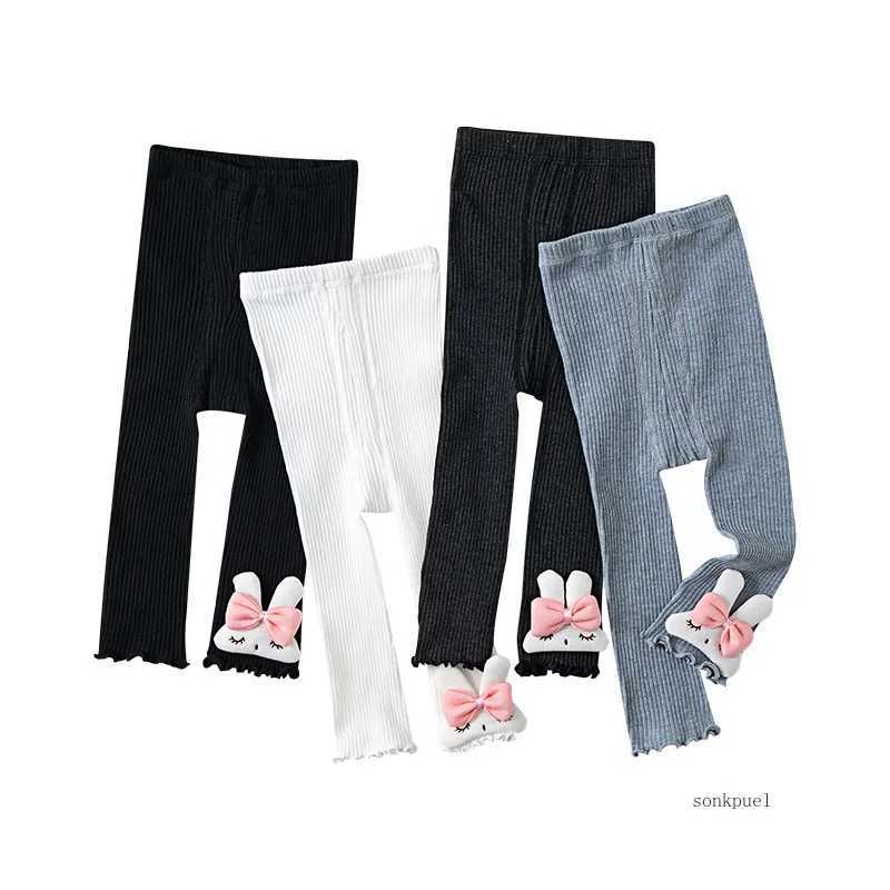 2024 New Autumn Baby Girls Bunny Solid Color Skinny Pants Kids Leggings Infant Trousers Y240906