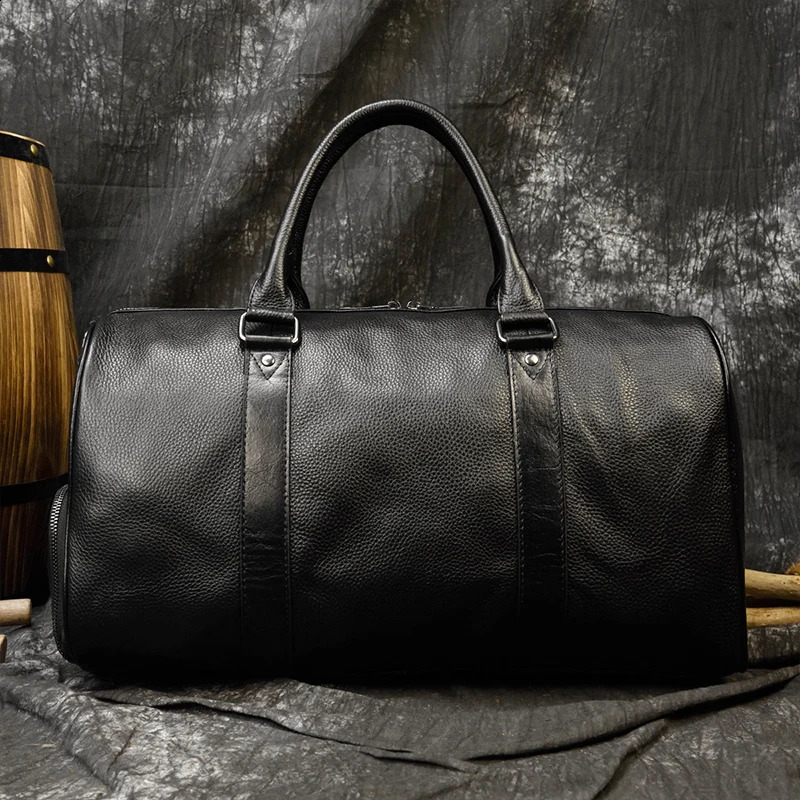 mens travel bag casual leather large capacity shoulder strap with shoes lage outdoor sunshine 240903