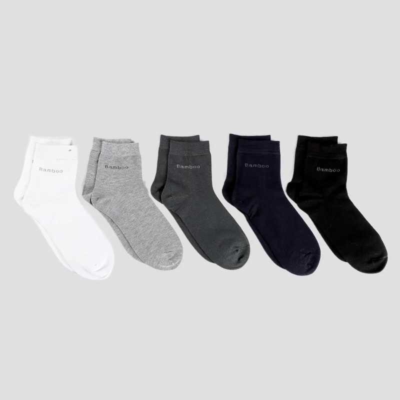 10 pairs of fashionable solid mens casual business antibacterial breathable mens staff socks high-quality mens bamboo fiber socks W240905