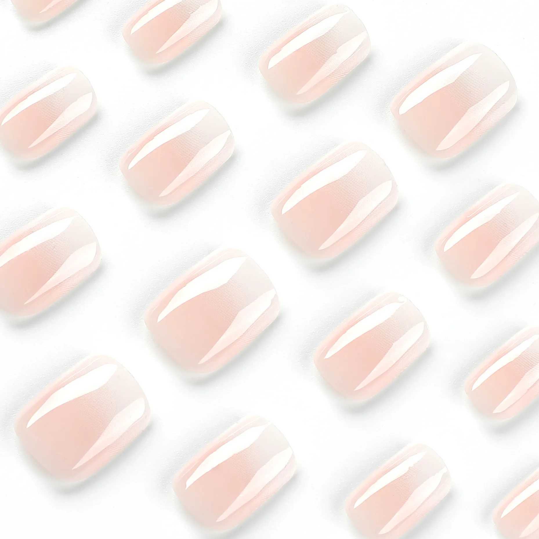 Smooth press nail set short oval shape shiny gradient French nail art design reusable complete set with adhesive fake nails suitable for girls W240905