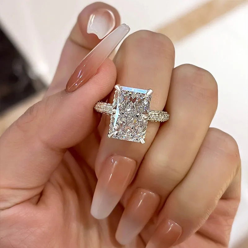 Choucong Brand Wedding Rings Stunning Luxury Jewelry 925 Sterling Sterling Silver Princess Cut White Lab Moissanite Diamond Party Eternity Female Wome