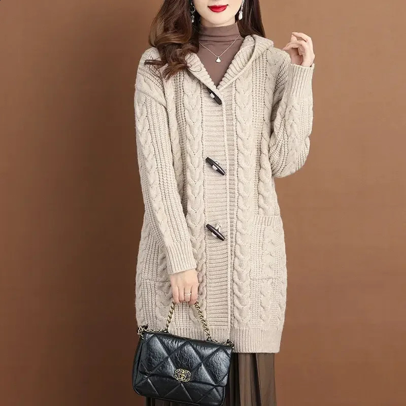 5XL Large Autumn Thick Sweater Fashion Hoodie Knitted Jacket Womens Open V934 240905