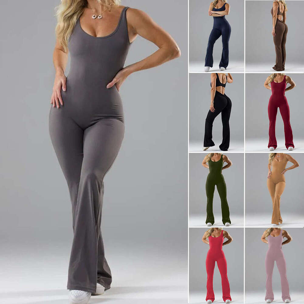 Fashionable Tight Yoga 2024 Casual Hollow No Trace Sports Slimming jumpsuit