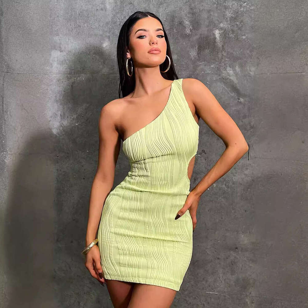 2024 New Women's Water Wave Pattern Slanted Shoulder Sexy Bag Hip Sleeveless Dress for Women