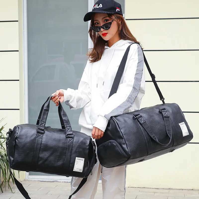 Leather fitness bag fitness training bag womens Sac De Sport Gymtas travel bag outdoor yoga bag XA627A W240906