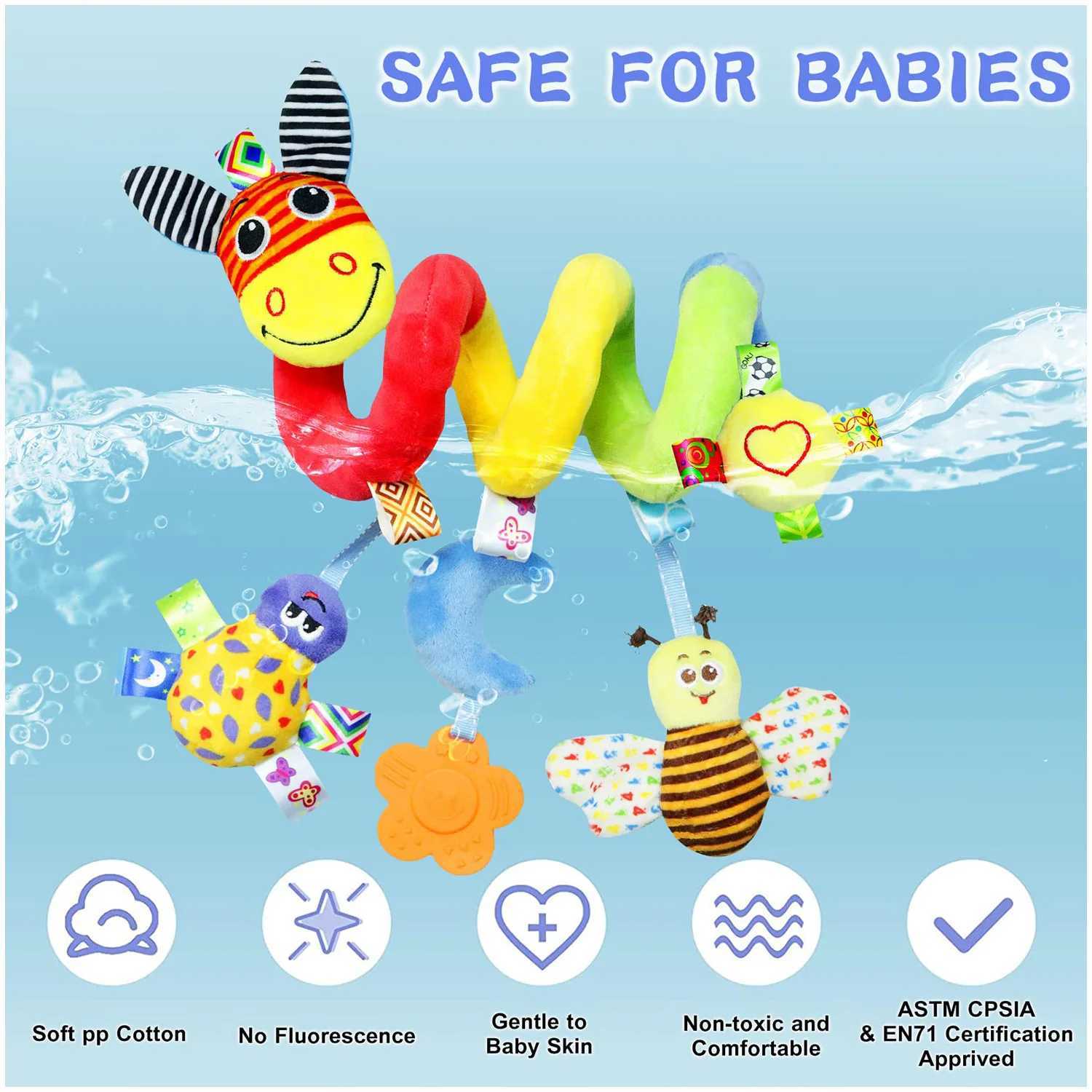 Baby crib hanging basket with bell early education puzzle bed scroll toy 0-year-old baby stroller pendant bee W240815
