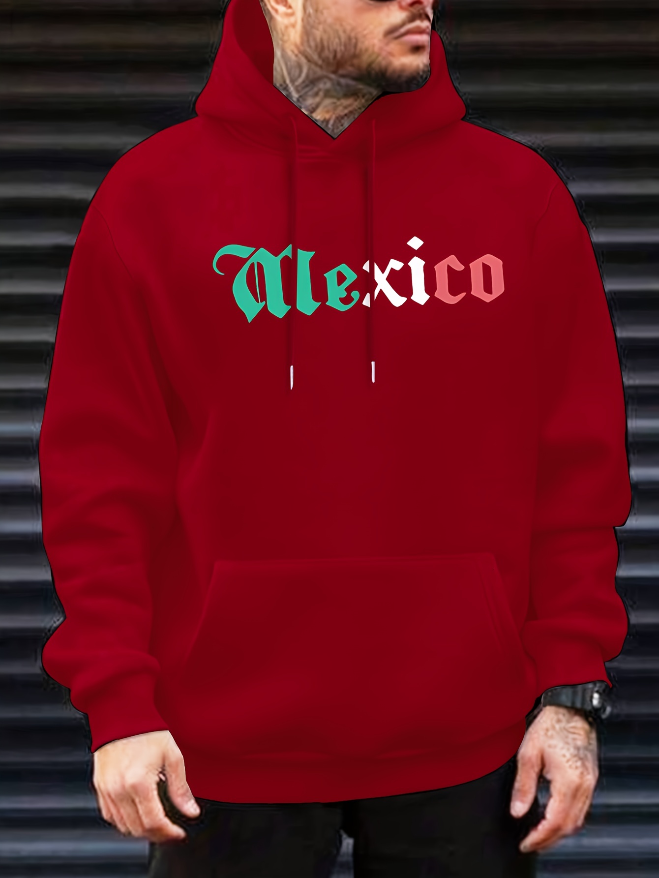 Mexico Print Mens Hoodie, Casual Long Sleeve Hoodies Pullover Sweatshirt, Men's Clothing, For Fall Winter