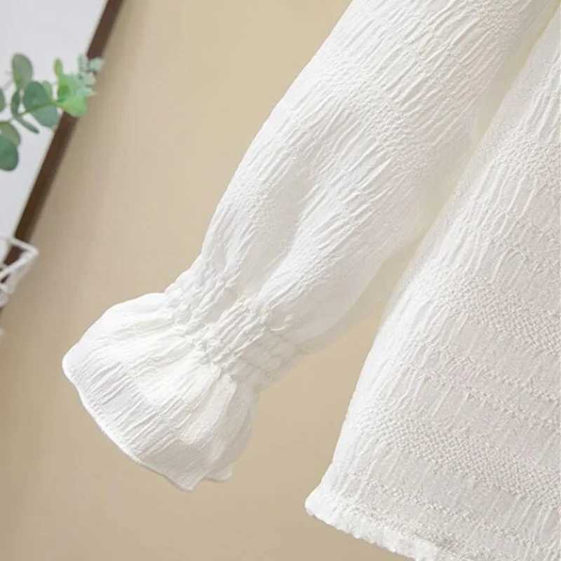 Autumn Children Clothes Girls Ruffles Lace Blouse White Long Sleeve School Uniform Girl Shirt Kids Shirts 6 8 10 12 14 Years Y240906