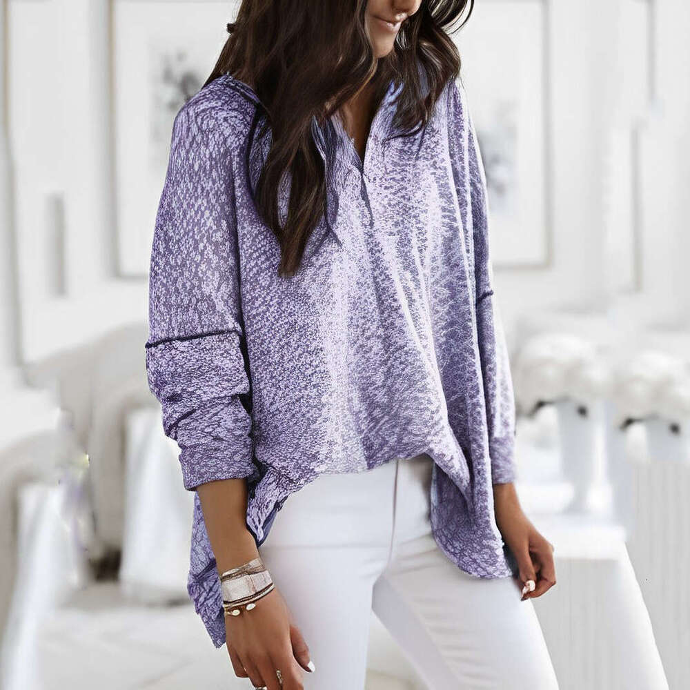 2024 Autumn/Winter TEMU New Hoodie Solid Color Fashion Top Women's Knitted Shirt
