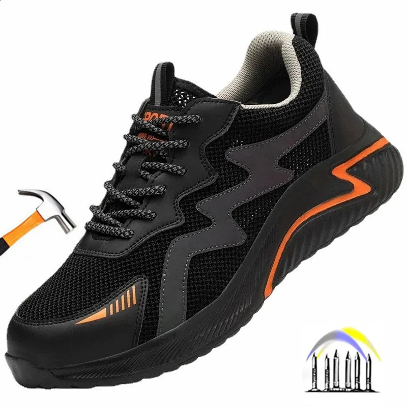 Security-Protection insulated shoes anti oil safety sneakers for work plastic toe safety shoes high reflective safety work shoes 240902