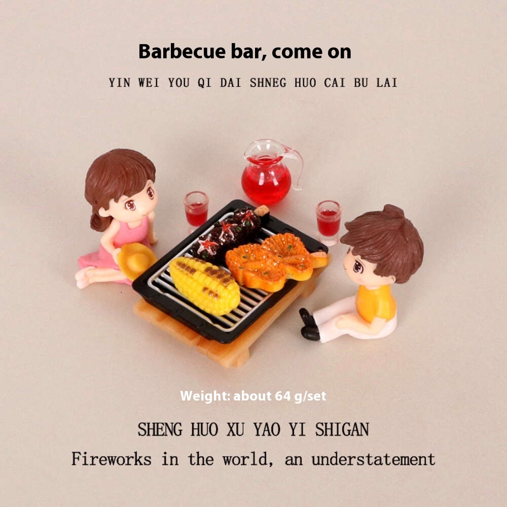 Creative BBQ Bar, Low Table Couple's Small Ornament, Summer Cold Drinks, Juice Drinking, Healing, Micro Landscape Scene Model