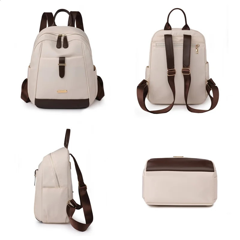 Womens waterproof nylon fashionable highcapacity backpack womens Versatile Travel Rucksacks casual simple student 240906