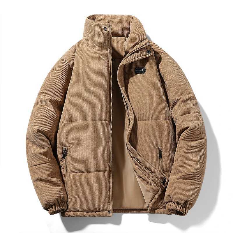 Men Corduroy Jacket Autumn Winter Warmth Thickened Outdoor Camping Loose Bread Clothing Men Stand Collar Cotton-padded Clothing M240906