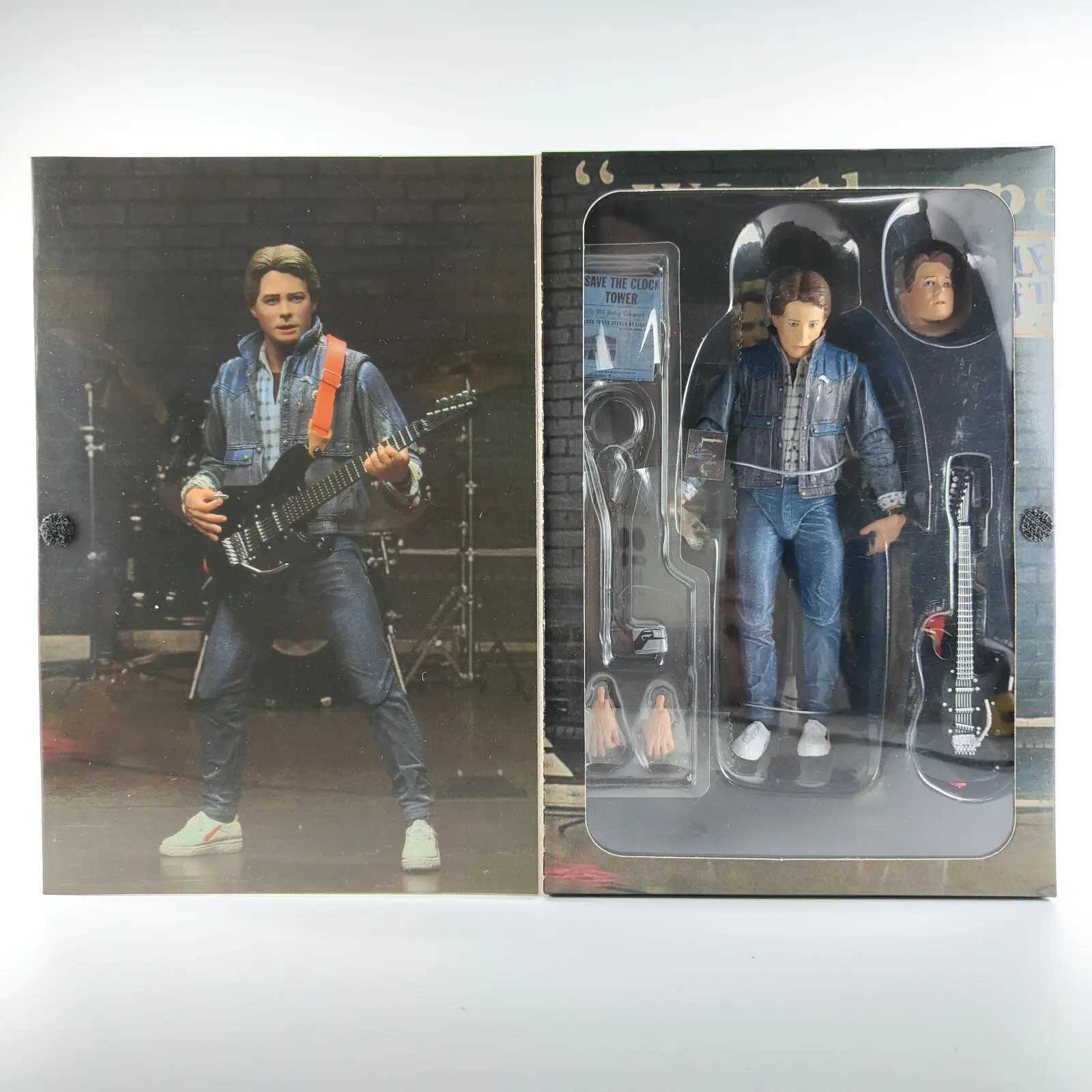 Neca Guitar Marty Figure Back to the Future Part II 1985 Guitar Marty McFly Audition Action Figure Model Toy for Birthday Gifts W240905
