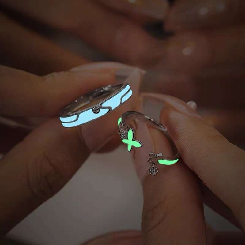Butterfly night light 925 Sterling Silver Diamond Luxury Big Wedding Band Rings Luxury Rings Set for Bridal Women Engagement Finger Party Gift Designe