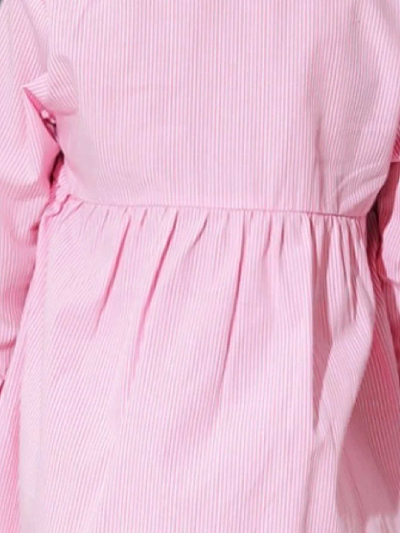 Spring and autumn sweet and lovely girl lace stand collar striped body flower shirt doll shirt long sleeve pink shirt novel top Y240906