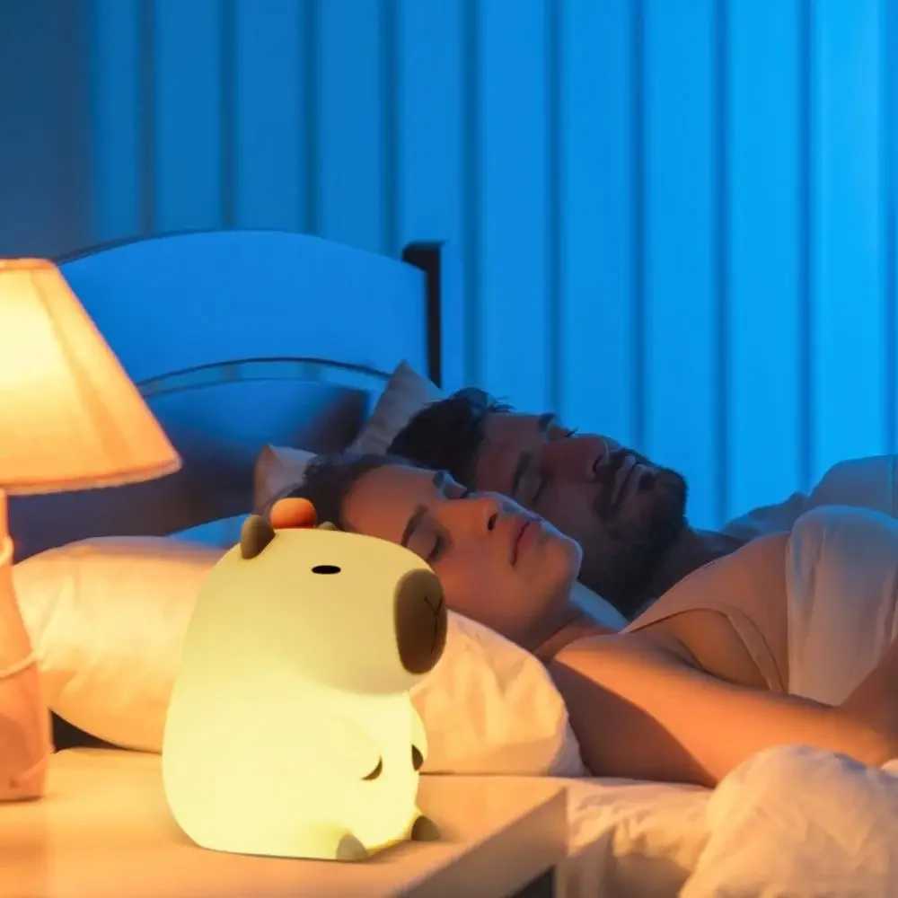 Cute silicone Capybara night light childrens night light gift USB charging animal touch bedside lamp decoration W240816