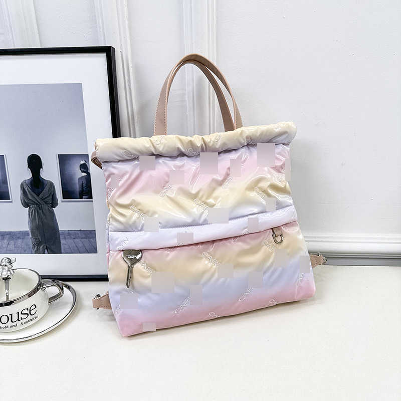 Spring summer letter backpack women's bag niche versatile backpack Korean version drawstring large capacity shoulder bag fashion square bag 24091