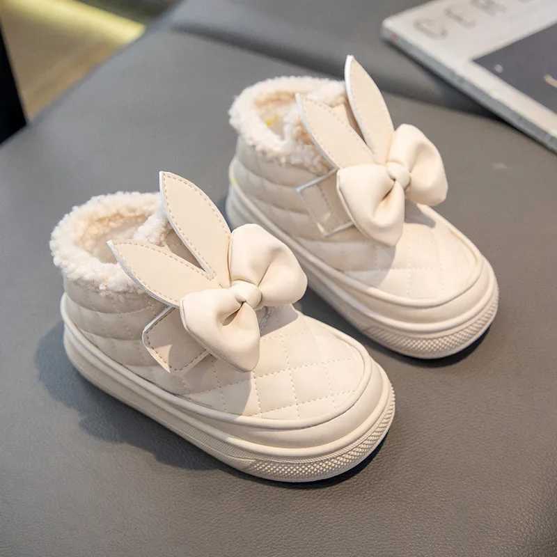 Winter Children Snow Boots Thick Sole Anti Slip Cotton Shoes Princess Fashion Bowknot Girls Boots Kids Warm Thicken Ankle Boots M240906