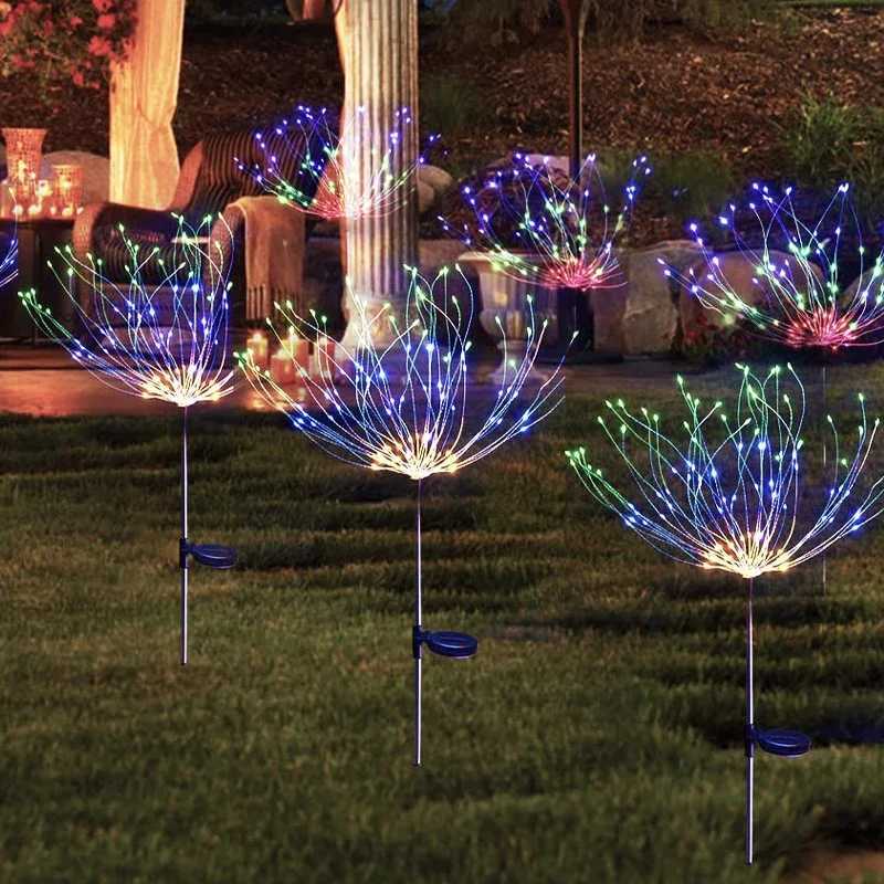 AlliLit 200LED Solar Firework Light Waterproof Outdoor 8 Lighting Modes Fairy String Light Christmas Lawn Lamp Garden Decoration Y240906