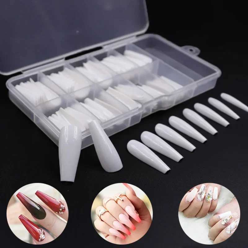 Heallor 100/500 pieces of natural ballet dancers nails fake acrylic full cover press handmade fake nails art tips DIY salon for fake nails W240905